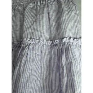 HILL HOUSE The Paz Linen Mini Skirt in Lilac Purple Stripe Ruffle XL thumbnail 5