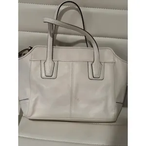 Coach White Pebbled Leather‎ Tote Bag Gold Hardware Crossbody Bag vintage thumbnail 3
