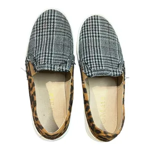 Mata Slip On Sneakers Womens 7.5 Plaid‎ Leopard Print Mixed Media Low Top Shoes thumbnail 5