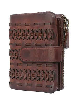 Brown Woven Leather Wallet with Tassel Accent thumbnail 7