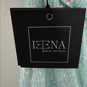 Mac Duggal 11274 Aqua Sequin Halter High Low Ruffle Gown Size 8 NWT thumbnail 6