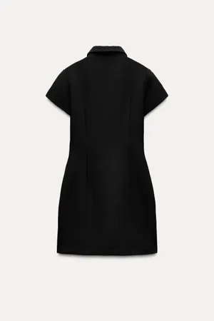 Zara dress Elegant Black Button-Down collared business office casual Dress thumbnail 10