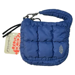 Free People Movement Quilted Micro Pouch Wristlet Bag Blueberry Logo Puffer thumbnail 4