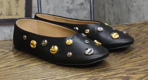 INC International Concepts Womens Rachany Hardware Flats Black Smooth 8M thumbnail 1