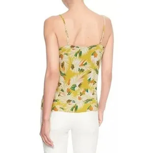 Banana Republic Tropical Feather Print Yellow Tank‎ Top Sleeveless Women S thumbnail 2