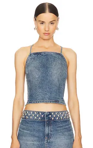 GRLFRND x Revolve Yoli Cross Back Denim Cami Crop Top XS thumbnail 1