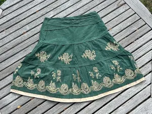 Y2K embroidered‎ green sequin skirt, medium spring summer fairy whimsy thumbnail 1