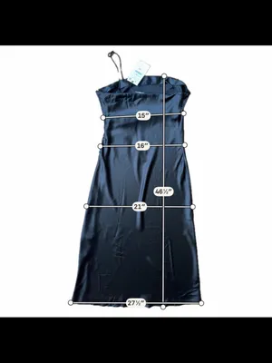 Zara Black Satin Slip Midi Dress with Thigh Slit thumbnail 9