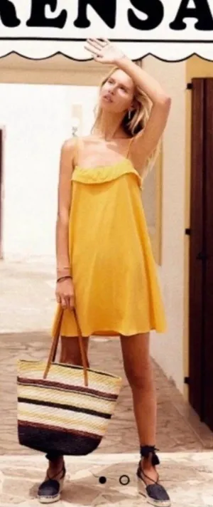 Sezane 100% Cotton Darcy Dress, Size S, Sunset Yellow, VGUC thumbnail 1
