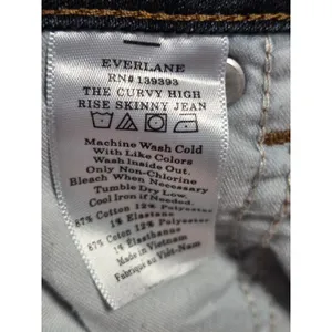 Everlane Curvy High Rise Skinny Stretch Denim Jeans Dark Wash 32 Crop thumbnail 3