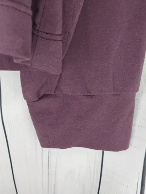Athleta Long Sleeve Crewneck Relaxed Cropped Boxy Loungewear Top Plumberry thumbnail 2