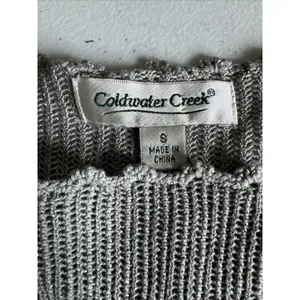 Coldwater Creek womens Sweater Silk shiny Small Silver Metallic Short Sleeve thumbnail 6