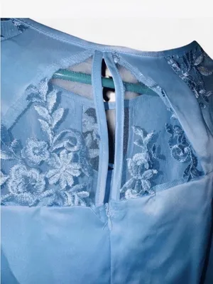 Baby Blue Floral Embroidered Midi Dress XL NWOT Elegant WeddingGuest Formal Chic thumbnail 6