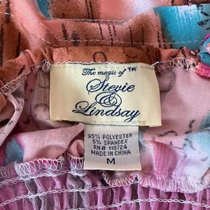 Stevie Lindsay Maxi Dress Pink Brown Turquoise Sleeveless Smocked‎ Boho thumbnail 3