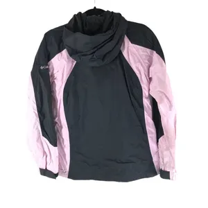 Columbia Womens Windbreaker Jacket Seam Sealed Hooded Full Zip Black Pink S thumbnail 2