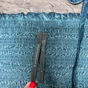 Anthropologie teal smocked bandeau size‎ large thumbnail 3