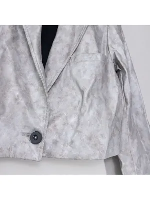 NWT Free People Block Party Metallic Blazer M Silver Vegan Leather Cropped Vneck thumbnail 5