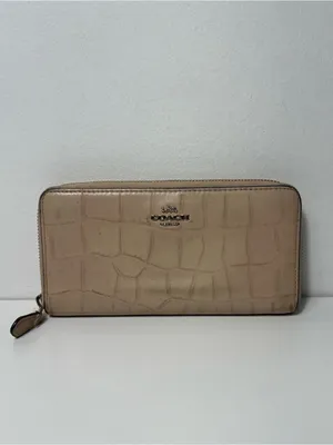 Coach Crocodile Embossed Leather Accordion Zip Around Long Continental Wallet thumbnail 2