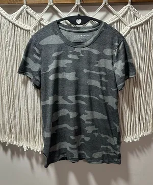 Lucky Brand Women’s Charcoal & Light Gray Camo Short Sleeve Tee thumbnail 1