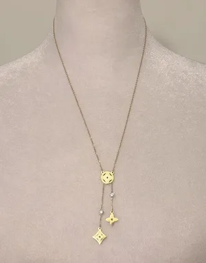 Gold And Diamond Drop Logo Symbol Stainless Steel Necklace thumbnail 5