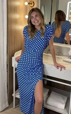 FREE PEOPLE Lakeside Mini Printed Dress in Bluebell Combo Hearts Size Large thumbnail 1
