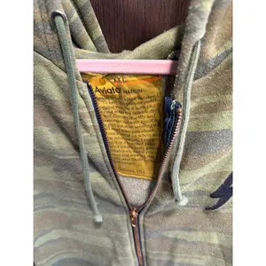 Aviator Nation Bolt Embroidery 4 Stripe Zip Hoodie in a camouflage xxl thumbnail 5