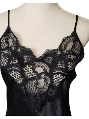 Vintage Victoria's Secret Gold label satin slip chemise lace mini nightgown thumbnail 2