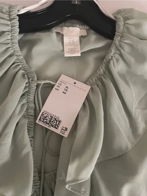 NWT H&M Mint Green Ruffled Boho Chiffon Blouse Top - XL thumbnail 7