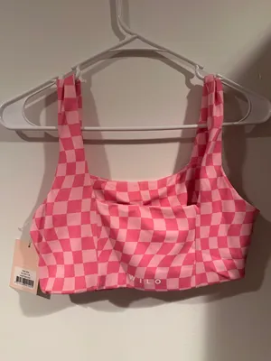 WILO the Label Pink Checkered Sports Bra NEW WITH TAGS thumbnail 1