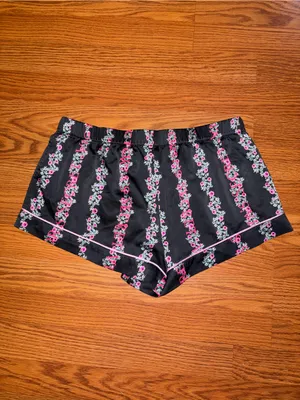 Victoria's Secret Black Shorts with Pink Floral Stripe thumbnail 4