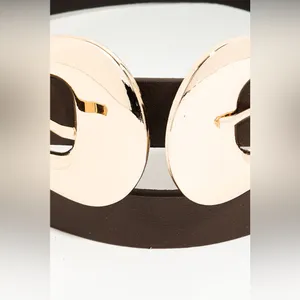 Double Buckle Faux Leather Belt in Brown thumbnail 3