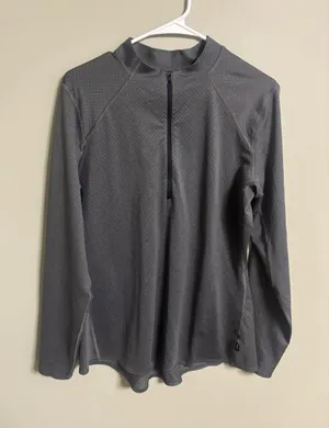 REI Coop Womens Large Pullover Top Gray 1/4 Zip Mock Neck Stretch Performance thumbnail 1