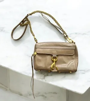 REBECCA MINKOFF Tan Gold Leather MAC Crossbody Bag thumbnail 1