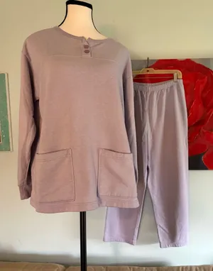 Vintage Anthony Richards Lavender SweatSuit Pants Top Size LP L Large Petite thumbnail 1
