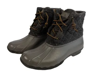 Sperry Top Sider Waterproof Rubber Duck Boots Quilted Wool Blend‎ Gray Women 6.5 thumbnail 1