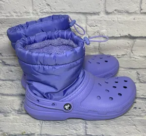 Crocs Classic Lined Neo Puff Snow Boots Purple Faux Fur Insulated M5/W7 thumbnail 1
