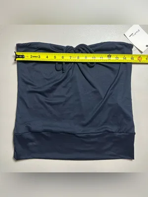 Electric Behaviour Navy Blue Strapless Ruched Tube Top XL NWT thumbnail 7
