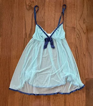 y2k victoria’s secret angels baby blue sheer baby doll chemise / teddy thumbnail 1