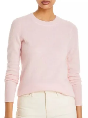 Aqua Soft Pink Cashmere Crewneck Long Sleeve Sweater Size M thumbnail 1