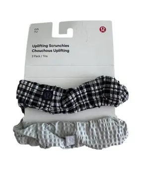 Seersucker Blister Check Lululemon Uplifting Scrunchies 2 Black and White / Vap thumbnail 2