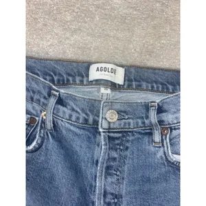 AGOLDE Nico High‎ Rise Denim Blue Jeans Size 26 Raw Hem Button Fly Distressed thumbnail 4