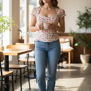 Victoria's Secret Strawberry Floral Puff Sleeve Corset Top Size M thumbnail 6