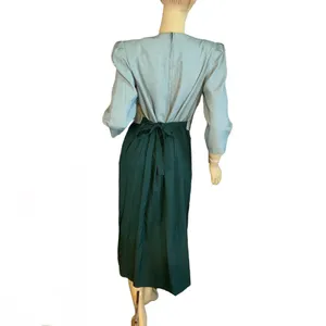 Miss Dorby Vintage 1990'S Green & White One Piece Dress With Tie Back Belt (6p) thumbnail 5