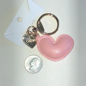 Pink Heart Keychain with Gold Love Charm thumbnail 4