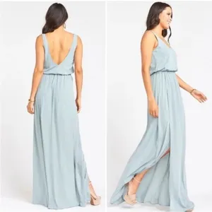 Show Me Your Mumu Kendall Maxi Dress in Silver Sage Crisp Bridal size XL NEW thumbnail 3