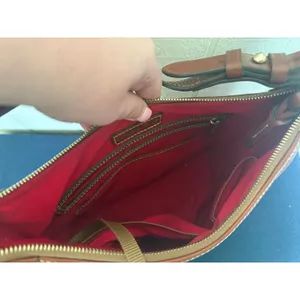 Dooney & Bourke Pebble Grain Leather Hobo Shoulder Bag Burgundy Wine Tan Trim thumbnail 6