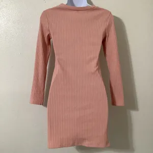Yi Lhi Lian Pink Ribbed‎ Bodycon Glam Club Feminine Keyhole Neck Mini Dress S thumbnail 7