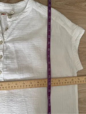 Faherty XS Dream Cotton Gauze Henley Short Sleeve Shirt White Crew Coastal thumbnail 9