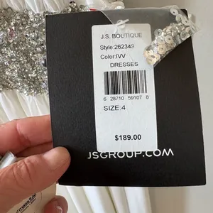 JS Boutique White Cocktail Midi Dress with Silver Sequin Waistband thumbnail 3