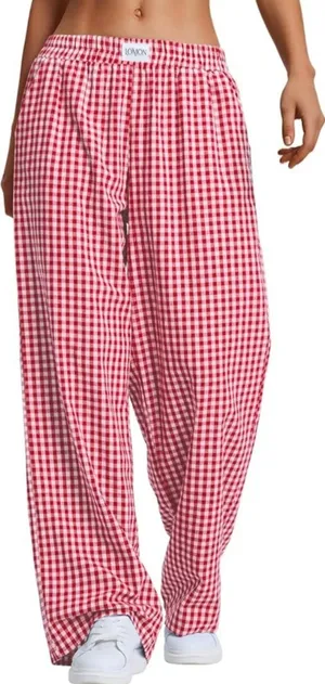 Lomon Red and White Gingham pajama Pants M thumbnail 1
